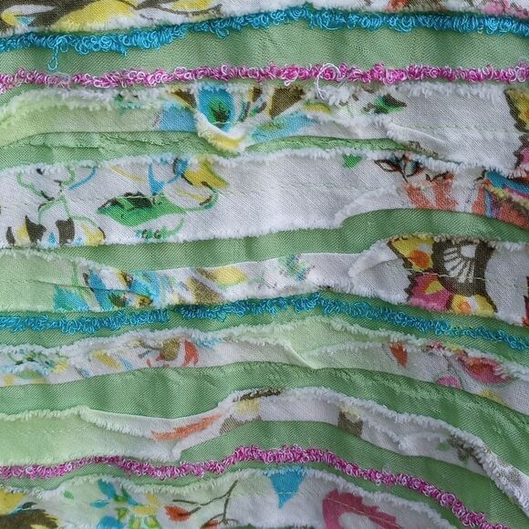 EUC NEW DIRECTION SPORT Green Lightweight Striped Floral Fabric Boho Jacket XL - Picture 9 of 12